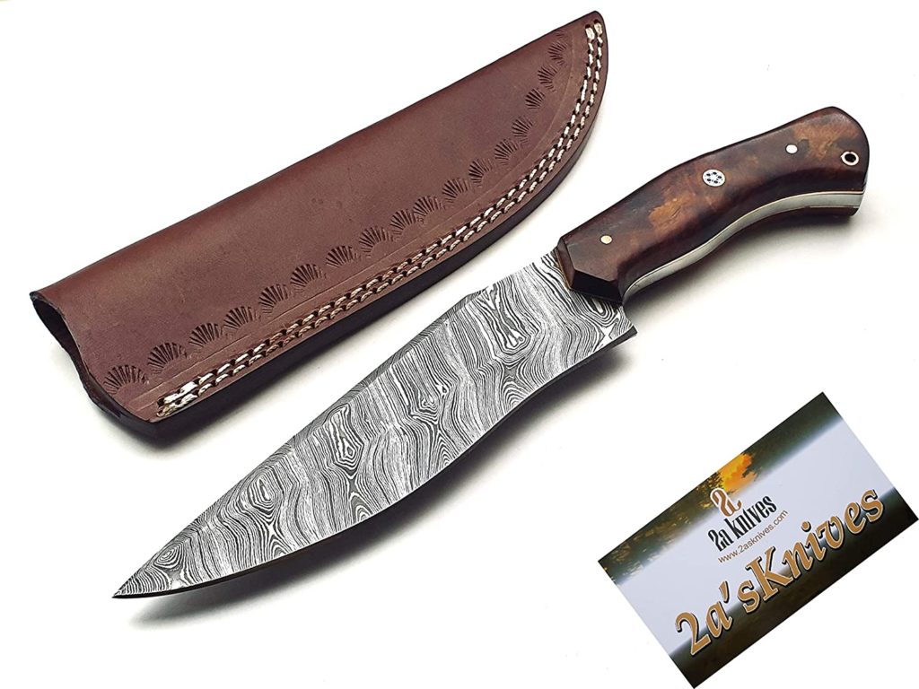 2a's Knives CUSTOM HANDMADE DAMASCUS STEEL HUNTING KNIFE
