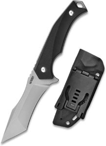 KUBEY KU157 Fixed Blade Tactical Knife, Full Tang Knife with Tanto Carbon Steel Blade and Kydex Sheath, for Outdoor Survival and Hiking